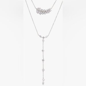 Diamonique Rhodium Palted Lariat Necklace